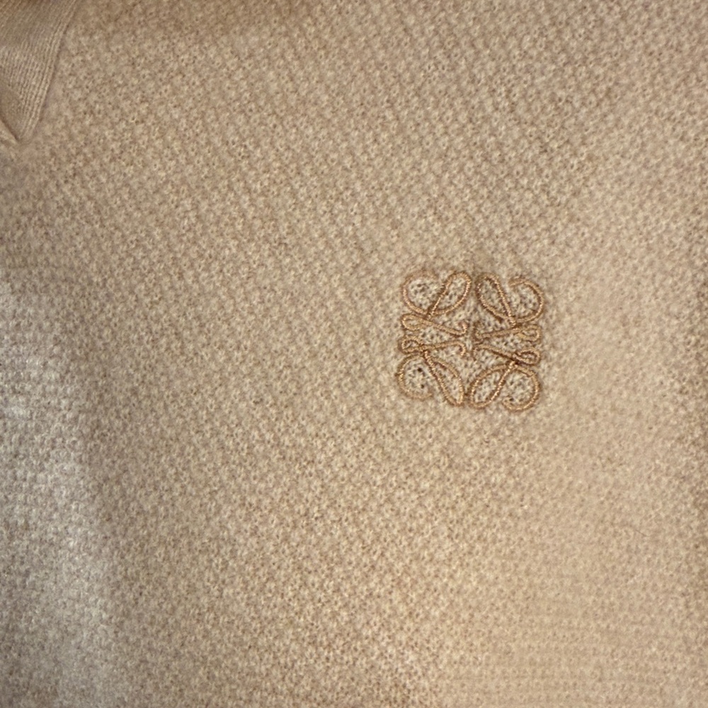 Loewe Beige Polo Knit Top - cashmere Collared Shirt sz xS fits Xs-M - Picture 2 of 10